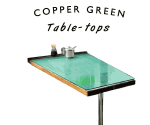 Copper green Formica table-tops